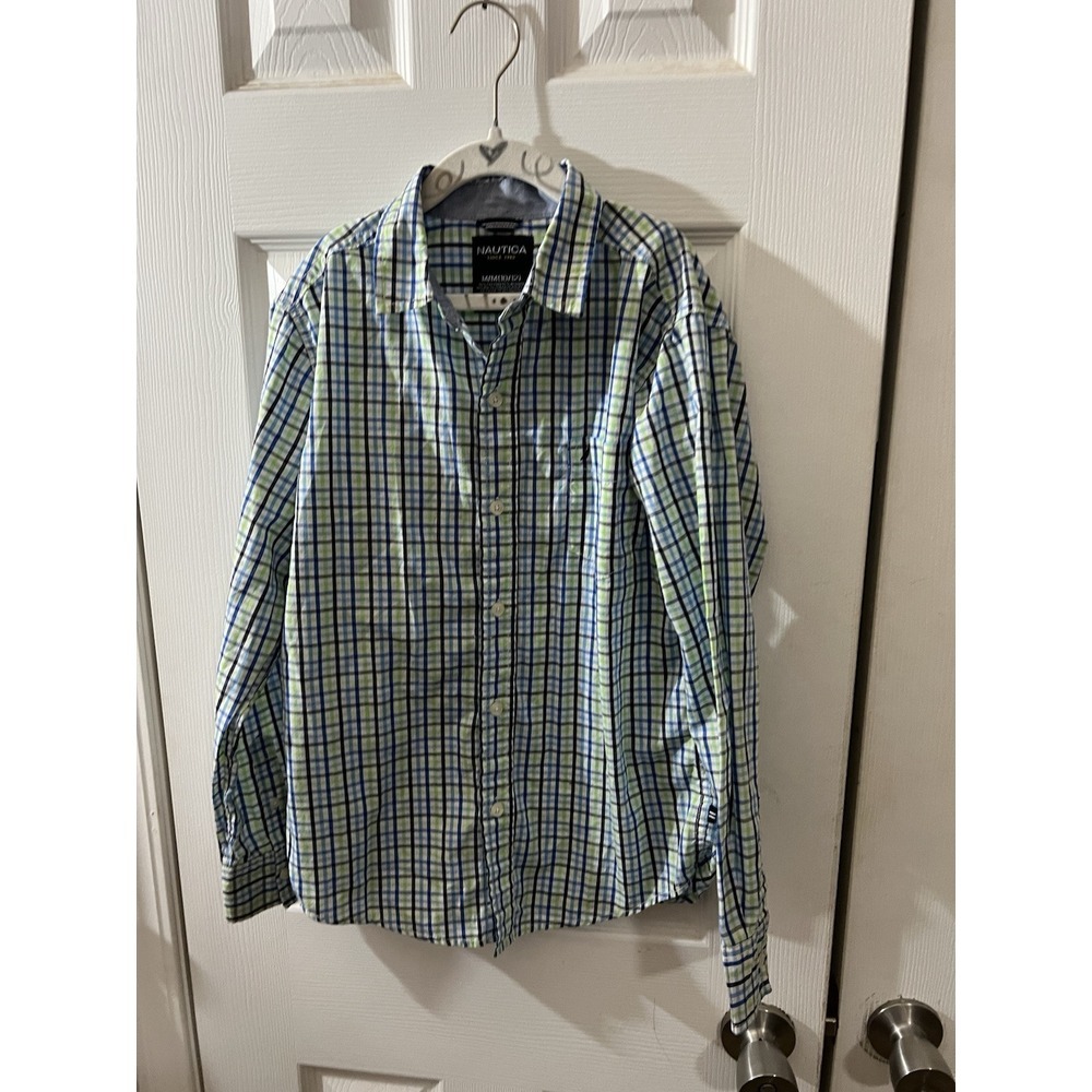 Nautica Plaid‎ Check Button Down Long Sleeve Shirt Boys 10/12